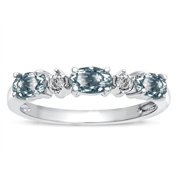 Star K � Oval 5x3 Genuine Aquamarine three stone oval band
