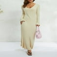 thumbnail image 3 of Women Long Sleeve Bodycon Sweater Dress Ribbed Knit Slim Fit Maxi Long Dress, 3 of 6
