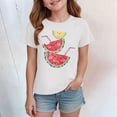 thumbnail image 2 of Sgkm Teen Girl Shirts Short Sleeved Little Girl Print Graphic Tee Cute Summer Watermelon Print Crewneck White 7-8 Years, 2 of 4