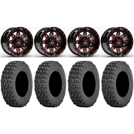 Fuel Lethal Red 14" Wheels 28" Coyote Tires Polaris RZR XP 1000 / PRO XP / Ranger XP 900/1000