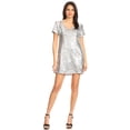 thumbnail image 1 of Robe Mini T-Shirt à Manches Courtes Col en V à Paillettes Scintillantes pour Femmes, 1 of 5