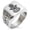 Silver, variant on Stainless Steel Floral Hamsa Hand of Fatima Geometric Pattern Biker Style Polished Ring