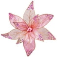 thumbnail image 2 of Glitter and Sequin Poinsettia Clip-on Christmas Ornament - 11.5" - Pink and Gold, 2 of 7