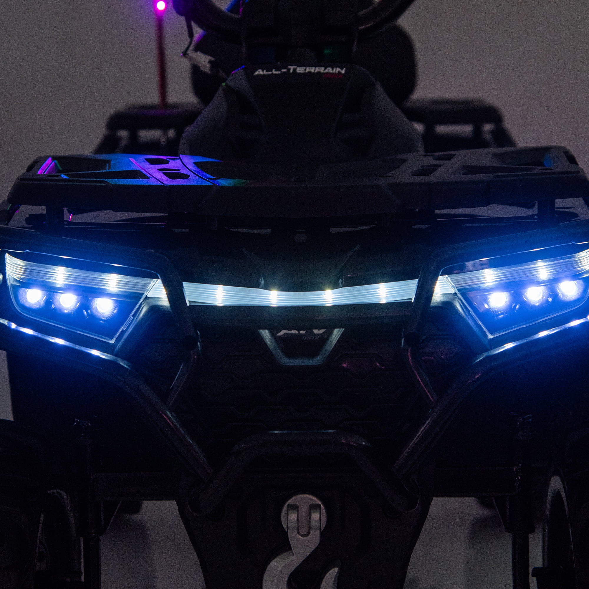 Okybaby 24V 160W Kids Ride on Electric ATV with Realistic Off-Road Design,2WD,Bright Flags, Electric Kids Toy Cars with Muti-color Light, Bluetooth,USB,Music for Kids Aged 3+,Black