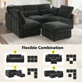 thumbnail image 4 of Harper & Bright Designs Modular Sectional Sofa Set with Ottoman, L-Shaped Couch with USB, Chenille Upholstered Sectional Sofa with Phone Holder for Living Room, Black, 4 of 20