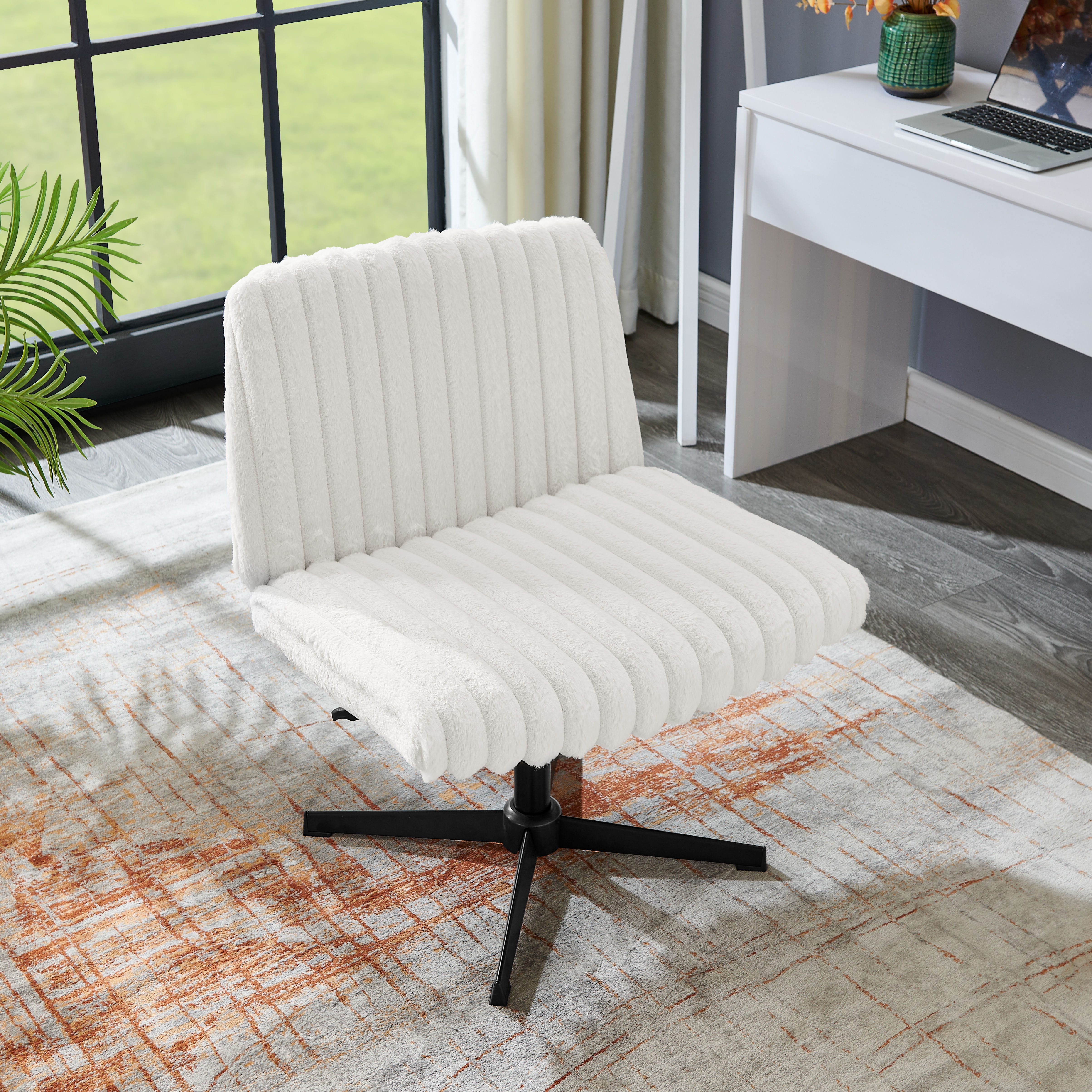 CQSXDA Wide Seat Adjustable Swivel Criss Cross Chair, for Office and Vanity Use, Ergonomic Design
