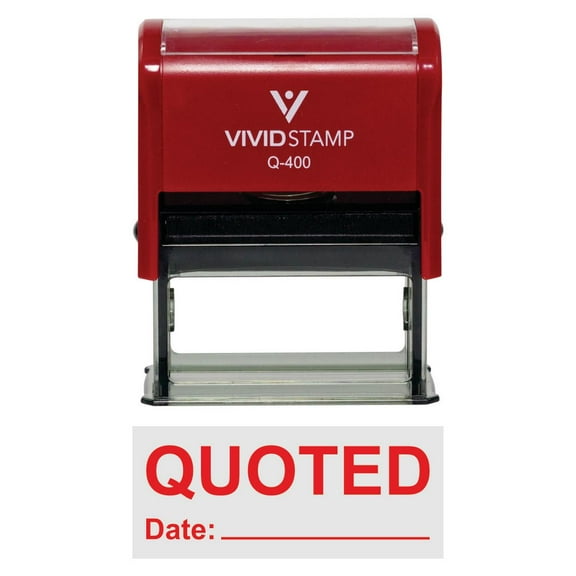 Vivid Stamp Quoted With Date Line Self-Inking Office Rubber Stamp (Red) - X-Large