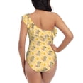 thumbnail image 5 of Rateoe mouse and cheese Pattern Women One Piece Swimsuits Tummy Control One Shoulder Bathing Suits Ruffle Swimwear-, 5 of 6