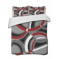 thumbnail image 2 of Grey Geometric Twin Size Down Alternative Comforter, Lightweight Comforter Quilt Bedding Set with Pillow Shams Modern Abstract Black White Red Striped All Seasons Bed Comforter Duvet Insert 68"x86", 2 of 7