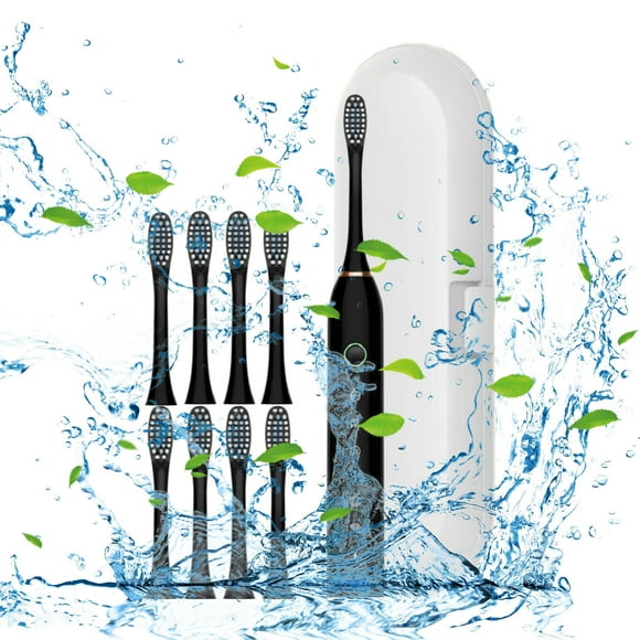 Fiudx Cepillo de Dientes Eléctrico, 8 Cabezales Incluidos, Recargable Por Usb, Potente Tecnología de Limpieza, Estuche Impermeable y Apto para Viajes, Cuidado Bucal Diario para Adultos.