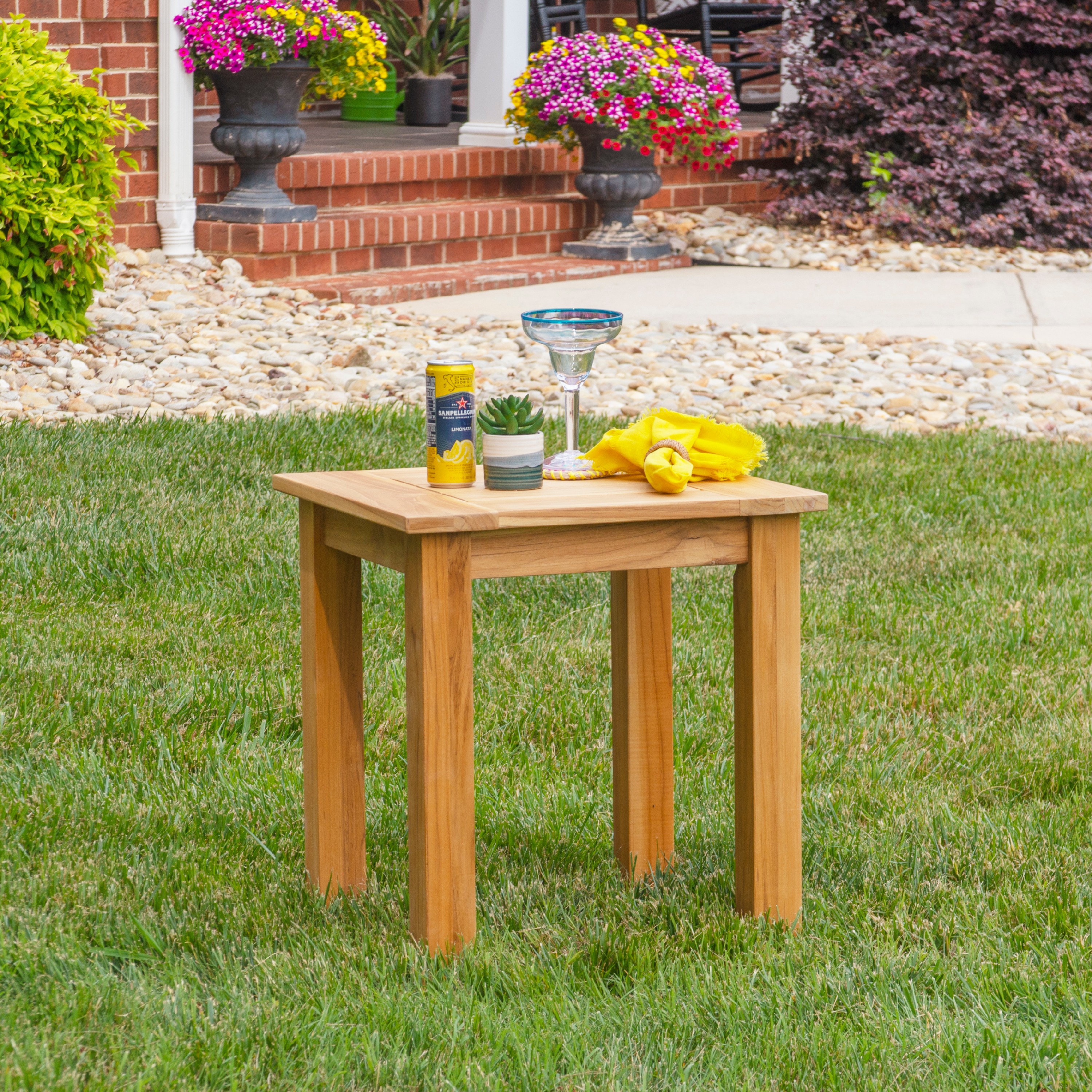 Linon Cormeer 5-Piece Outdoor Patio Furniture Set, Natural/Antique White