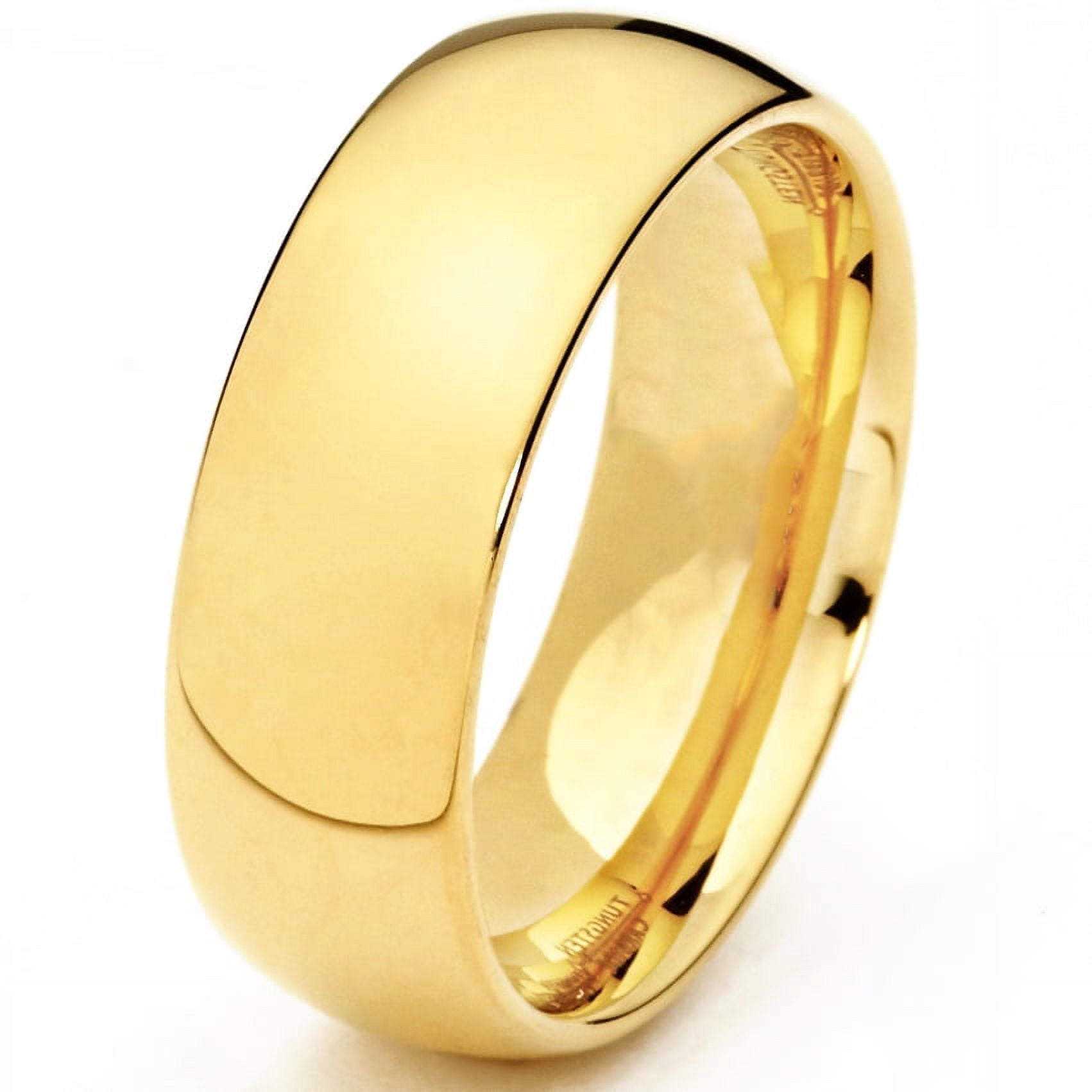 Metal Masters Mens 7mm 18K Goldtone Plated Dome Tungsten Ring Wedding Band