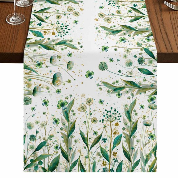 Table Runners 72 Inches Long Dress Scarves, St Patrick's Day Farmhouse Kitchen Table Runner, Coffee Tablerunners, Spring Leaves Green Botanical Flowers Plants 18x72 Inch
