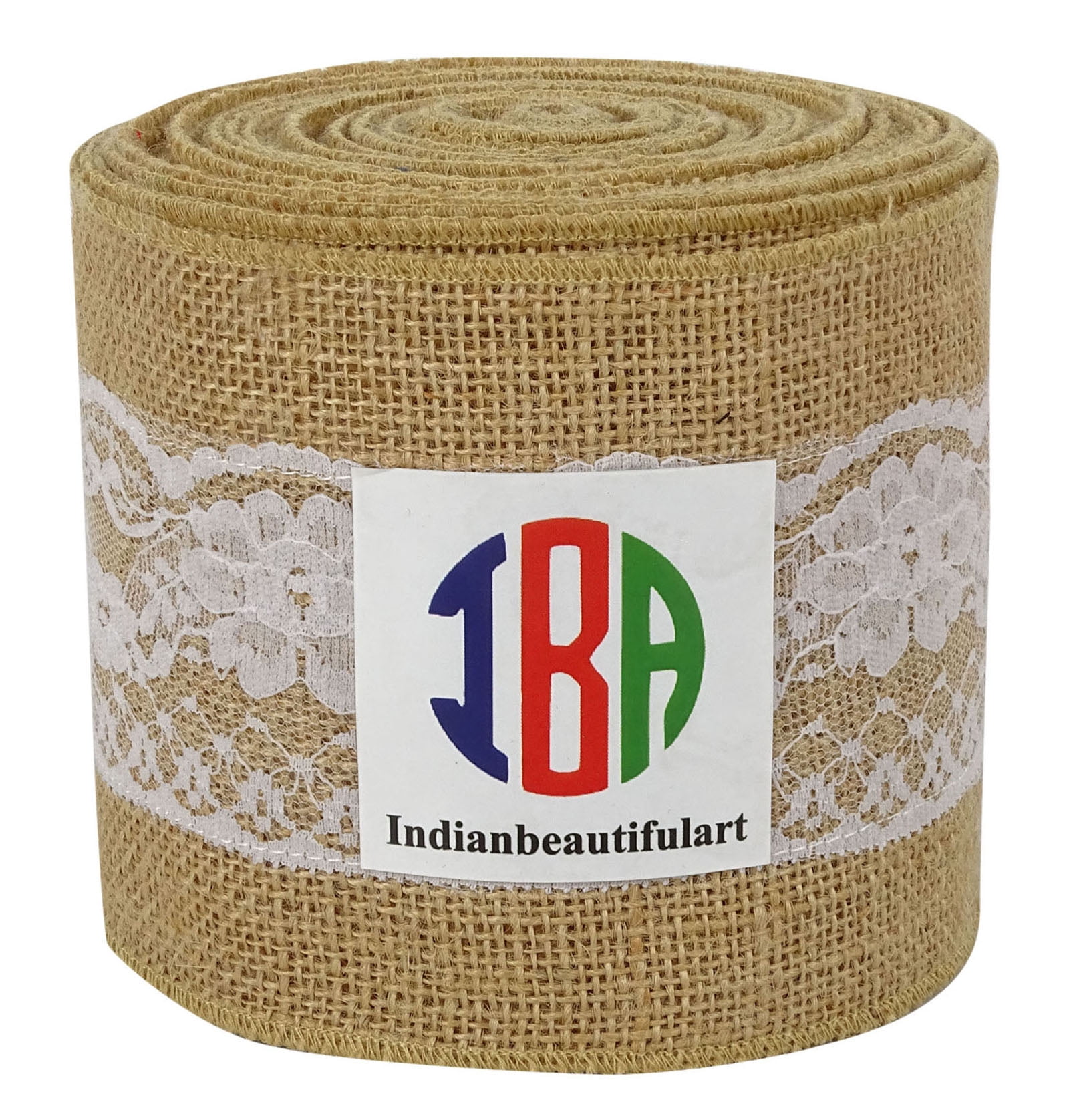 IBA Indianbeautifulart Burlap Ribbon For Diy&nbsp;Wedding Home Decoration Gift Wrap Crafting Lace Wired Jute Trim 10 Yards-4 Inches