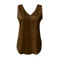 thumbnail image 6 of Brown Women Undershirt, Sleeveless White Tank Top Woman, Polyester Undershirt for Women, Spaghetti Strap Tank Top, Tank Tops for Women V Neck Silk Summer Satin Sleeveless Blouse Basic Camisole Shirts, 6 of 6