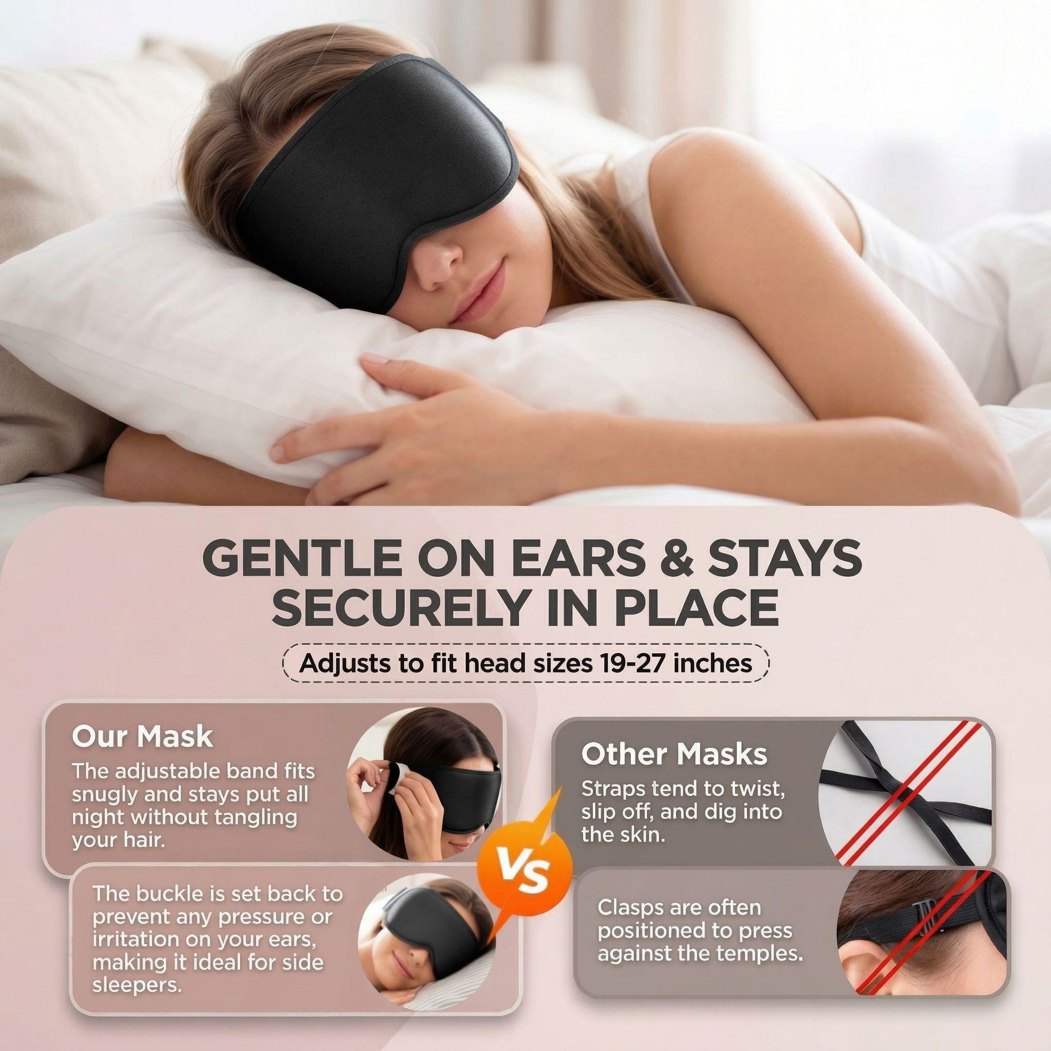 Weighted Eye Mask, Blackout Sleep Mask with Zero Eye Pressure, 3D Contoured Eye Cover, Soft Memory Foam, Secure Full Coverage Band for Night Shift Rest, Bedtime Relaxation, for Women and Men