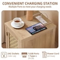 thumbnail image 4 of Leyaoyao Rattan Nightstand with Charging Station, Narrow Bedside Table with Woven Cane Door, Boho End Table for Living Room, Bedroom, Natural, 4 of 7
