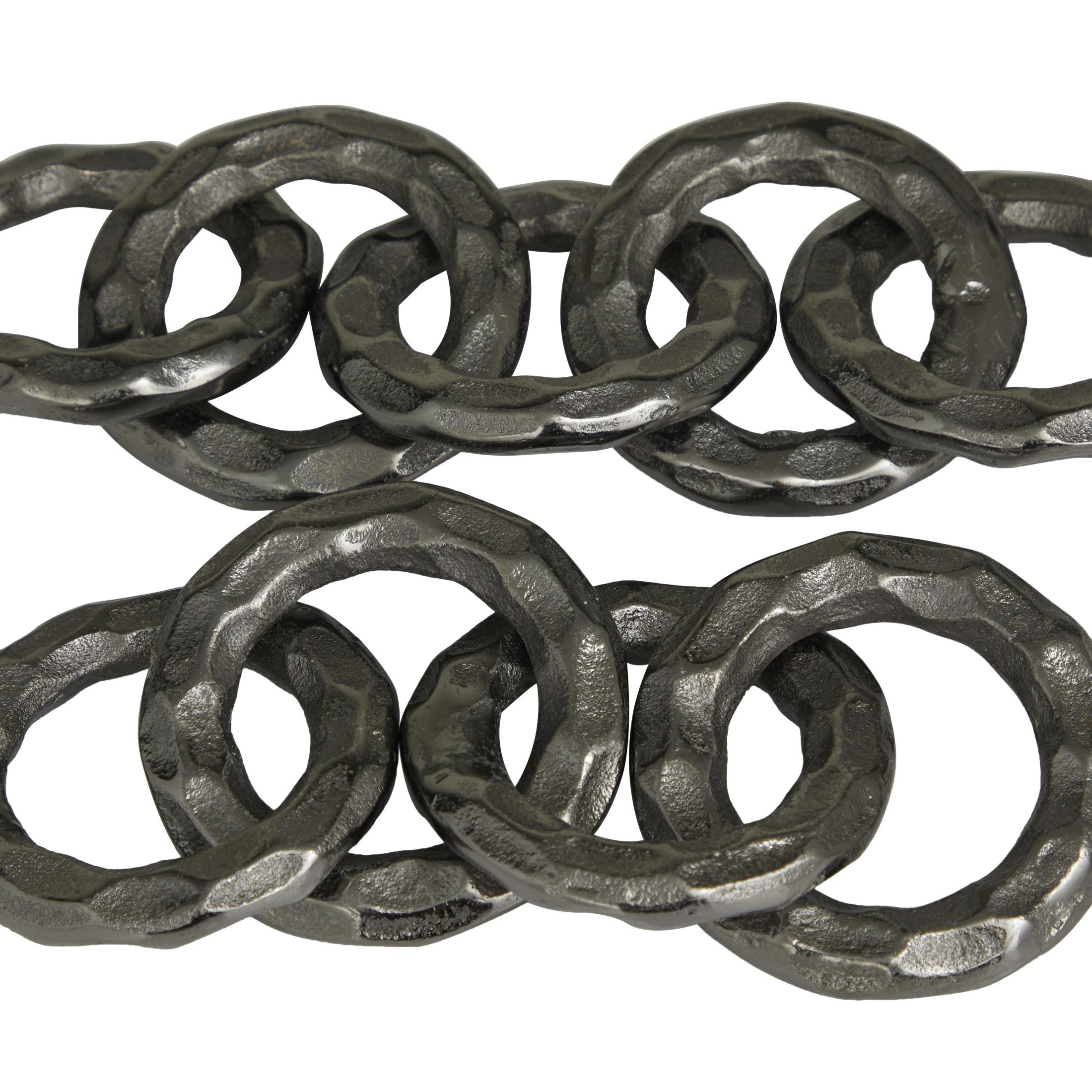 13"W, 2"H Black Aluminum Metal Chain Sculpture, by CosmoLiving by Cosmopolitan (2 Count)