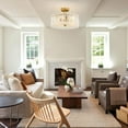 thumbnail image 7 of DingLiLighting 6 Light Gold Crystal Chandeliers Semi Flush Mount Ceiling Light Glass Drum Close to Ceiling Light Fixture for Living Room Bedroom Hallway, E12 Included, 7 of 7