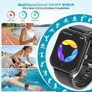 OWNTECH 1.83 Smart Watch, Bluetooth Answer/Make Calls/Message Reminder, 120+ Sports Modes, IP67 Waterproof Fitness Watches for Android and iPhone,Black