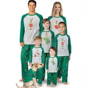 Mialoley Christmas Family Jammies Holiday Matching Grinch Pajama Long Sleeve Top Long Pants