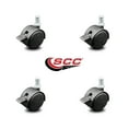 thumbnail image 2 of 2 Inch Flat Black Hooded Nylon Wheel Grip Ring Chair Caster with Brake Set 4 SCC, 2 of 2