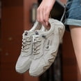 thumbnail image 4 of Pandaie Women's Men's Leather Mesh Trail Shoes for Hiking Walking Lightweight Breathable Barefoot Summer Sports Retro Sneakers Khaki,10, 4 of 7