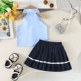 thumbnail image 3 of 0-5Y Children Clothing Girls Outfits Sets Fashion Lace Up Halter Stripes Top and Navy Skirts 2pcs Kids Sets For Girls, 3 of 8