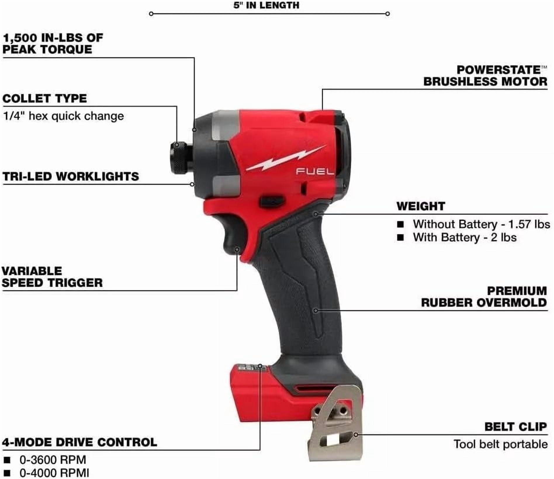 For Milwaukee 2953-20 FUEL 18V Li-Ion Brushless Cordless 1/4" Hex Impact Driver 4GEN