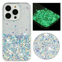 Designed for iPhone 16 Pro Bling Glitter Case Glow in The Dark Funny Shiny Sparkle Noctilucent Fluorescent for Women Girls Protective Case for iPhone 16 Pro, White