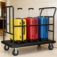thumbnail image 2 of Heavy Duty Hotel Luggage Cart 850 lb Capacity - Platform Cart with 2 Swivel & 2 Fixed Casters, Non-Slip Platform & Anti-Collision Strip for Hotels, Airports & Commercial Use, Black, 2 of 8