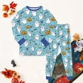 thumbnail image 2 of TOWED22 Toddler Baby Boy Halloween Outfit Pumpkin Embroidery Crewneck Sweatshirt and Pants Halloween Baby Clothes,Sky Blue,5-6 Y, 2 of 8