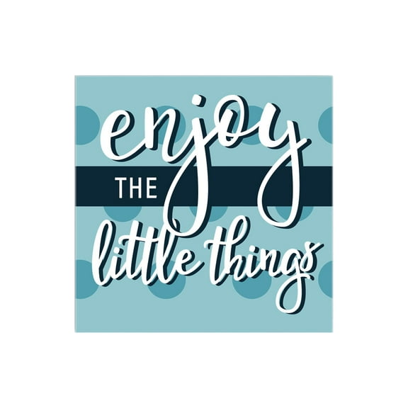 Enjoy Little Things Aqua Dots 12 x 12 Wood Wall Sign Plaque