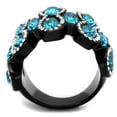 thumbnail image 3 of Luxe Jewelry Designs Women's Black IP Stainless Steel Ring with Aquamarine Crystals and Clear Stones, 3 of 4