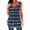 Blue, variant on Women Stripe Print Buttons Pleated Tank Sleeveless Crew Neck Scoop Hem Top