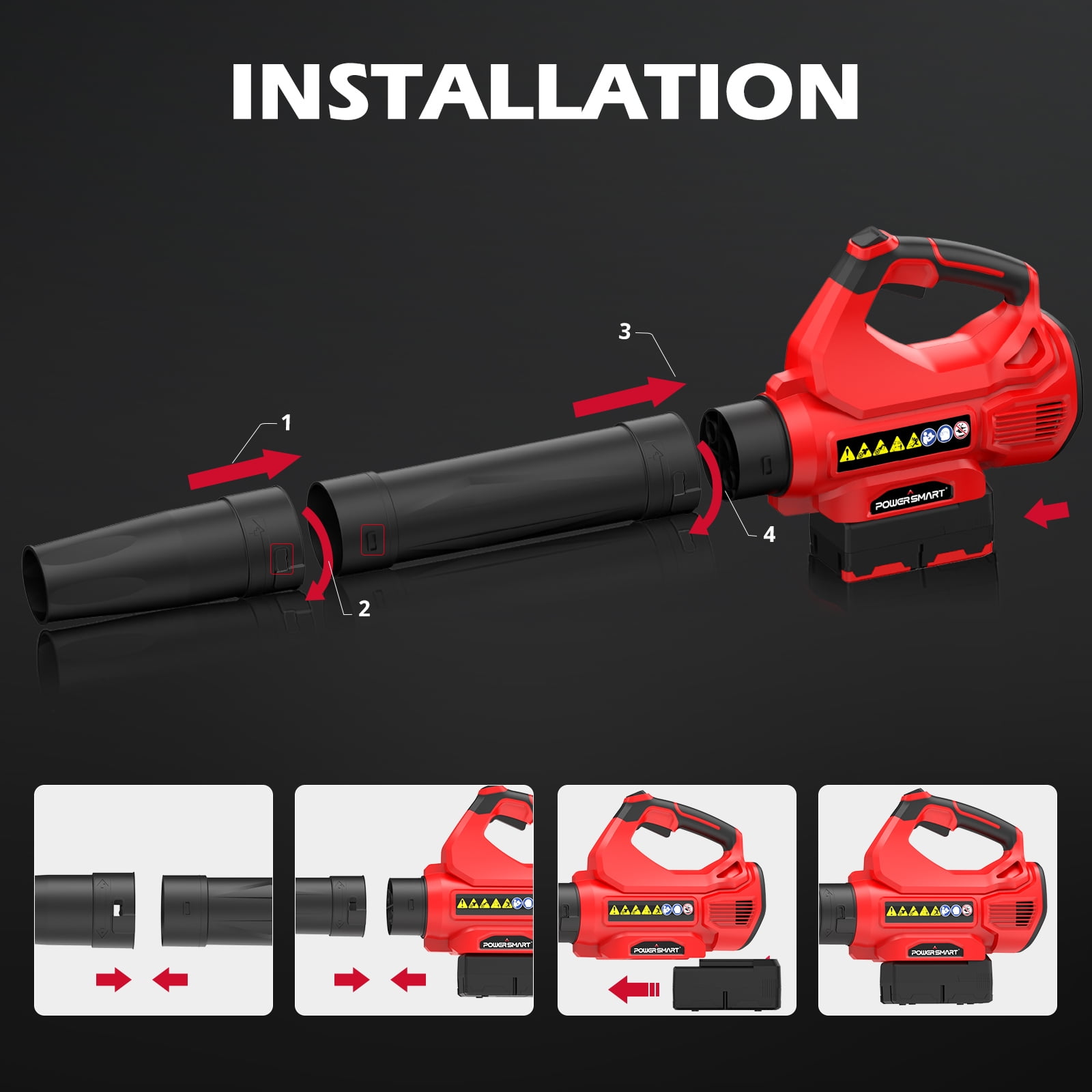 PowerSmart 40V Cordless Handheld Leaf Blower with 4.0 Ah Battery and Charger