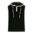 thumbnail image 5 of Wyobmus Men's Workout Hooded Tank Tops Bodybuilding Muscle Button-Up T-Shirt Lightweight Form Fit Sleeveless Gym Hoodies Black, 5 of 7