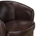thumbnail image 4 of Newboti Furniture Luxury Living Room Furniture Swivel Chair Bronze Top Grain Leather Upholstery Solid Wood 1pc Barrel Back Accent Chair 63773, 4 of 12