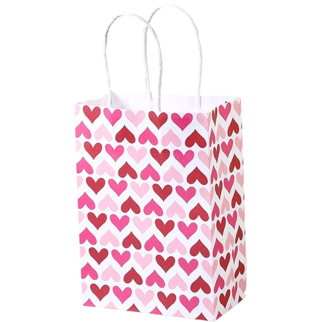 Valentin'S Day Bags with Handle Heart Bags Wrap for Valentin'S Day Wedding Birthday Paper Bag Gift Wrapping Paperwrapping Sheet Roll Paper Decorative Paper Kraft Paper Patterned Paper Adhesive Paper