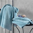 thumbnail image 5 of Hawmam Linen Light Blue - 6-Piece Bathroom Set: 2 Bath Towels, 2 Hand Towels, 2 Washcloths, 100% Turkish Cotton, Quickdry, High Absorbent, Luxury Bathroom Accessories, Dorm Room Essentials, 5 of 6