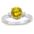 thumbnail image 2 of Star K � 3 Three Stone Round Genuine Citrine Classic Engagement Promise Ring, 2 of 9
