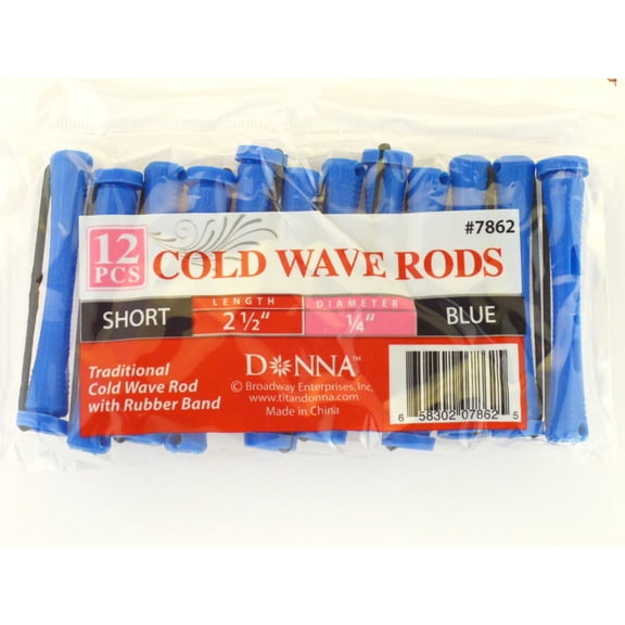 Donna Short Easy-to-Use Cold Wave Rods, Blue, 12 Count