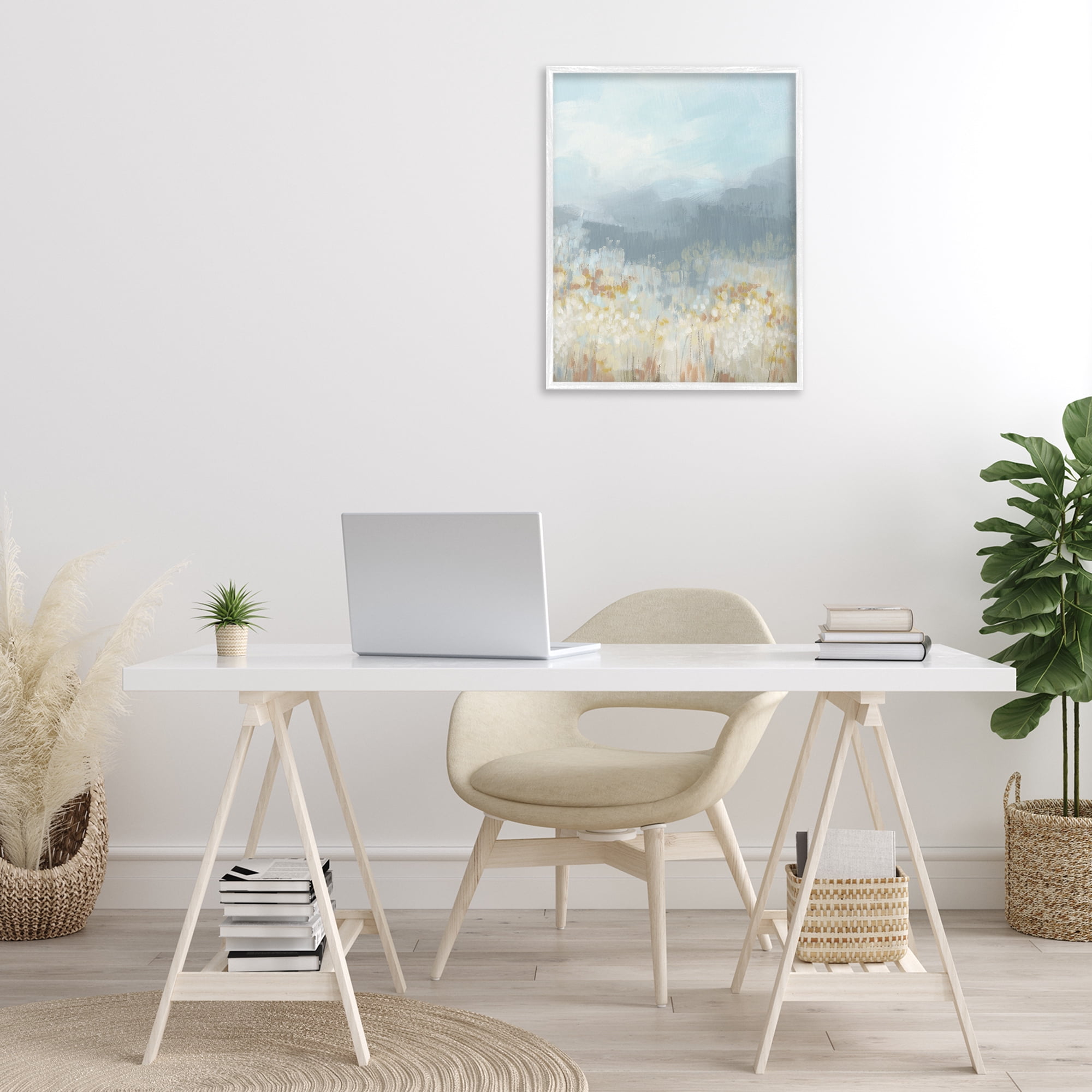 Stupell Industries Foggy Grey Mountains Landscape Painting White Framed Art Print Wall Art, 24 x 30