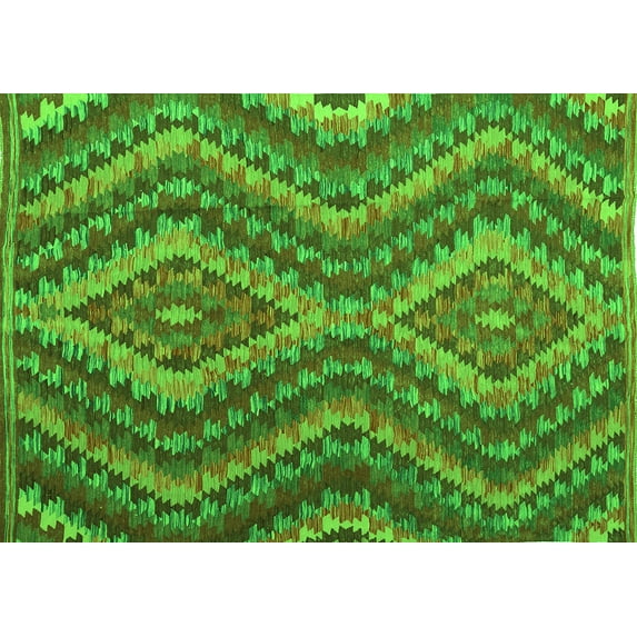 Ahgly Company Indoor Rectangle Southwestern Green Country Area Rugs, 2' x 3'