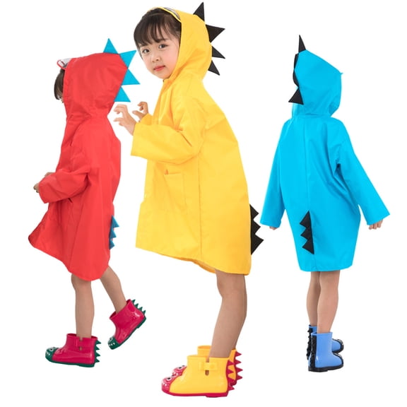 Toddler Baby Boy Girl Dinosaur Raincoat Cute Cartoon Hoodie Poncho (1pc, Yellow)