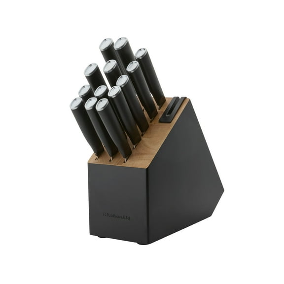 KitchenAid Classic 14-Piece Slim Knife Block Set with Sharpener, High-Carbon Steel, Black