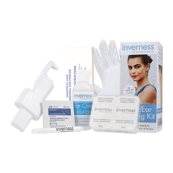 Women's Inverness Home Ear Piercing Kit with 3 mm Cubic Zirconia Stud Earrings in Hypoallergenic Stainless Steel