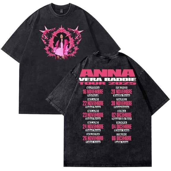 Anna Pepe Vera Baddie Tour 2025 Merch T-Shirt Cotton Wash Tee Women Men Short Sleeve Casual Crewneck Tee