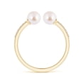 thumbnail image 2 of ANGARA Two Stone Japanese Akoya Cultured Pearl Open Stackable Ring in 14K Yellow Gold for Women | June Birthstone, Birthday, Anniversary, Jewelry Gift for Women | Pearl Ring, 2 of 11