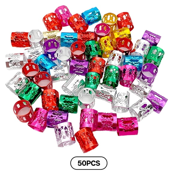 VANIDO 50Pcs Hair Jewelry Wide Band Design Zero Pull & Tangle-Free Hair Cuffs and Charms for Braids Tone Accessories for Stylish Looks